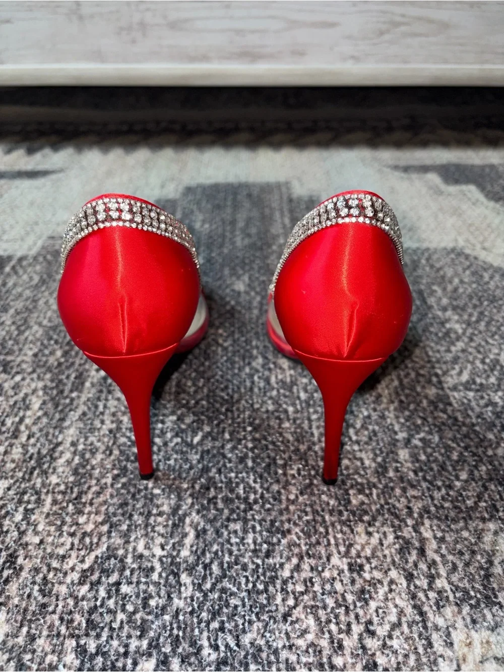 Red crystal rhinestone high heels